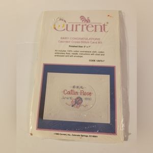 Current baby congratulations counted cross stitch card kit finish size is 5" x 7